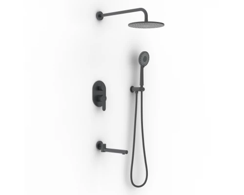 Душевой комплект NARDIS 3R, поворотный излив, черный матовый, BERGES