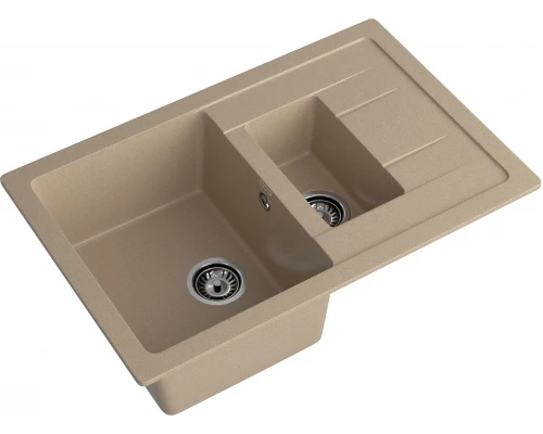 GRANFEST Мойка композит QUADRO GF-Q--775KL 1.5-чаш+крыло 775*500мм   песочный арт.GF-