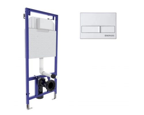 Инсталляция  для скрытого монтажа NOVUM L2 с кнопкой хром матовый, BERGES