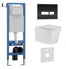 Комплект 3в1 IBERICA BLANCA инсталляция SILENCIO MINI, унитаз TOLEDO ALTO белый, кнопка смыва CRYSTAL-R черный глянцевый (IB.001M.TLA.234.2211)