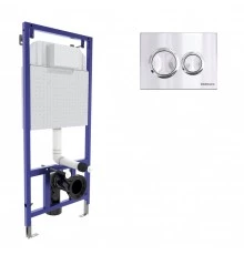 Инсталляция  для скрытого монтажа унитаза NOVUM кнопка O3 хром глянец, BERGES