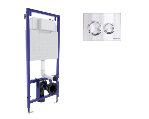 Инсталляция  для скрытого монтажа унитаза NOVUM кнопка O3 хром глянец, BERGES