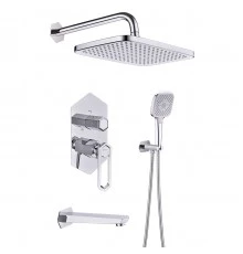 PRIZMA Смеситель для ванны-душа, монолит.излив 170мм верх.лейка 'Троп.дождь', р/ОД, хром, LM, LM3922