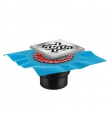 Трап водосток ZENTRUM Antik 150х150, хром глянец, выпуск D50/75/110 H74 вертикальный, BERGES