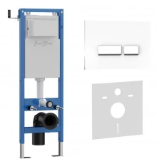 Комплект 2в1 IBERICA BLANCA инсталляция SILENCIO MINI, кнопка смыва CRYSTAL-R белый (IB.001M.221)