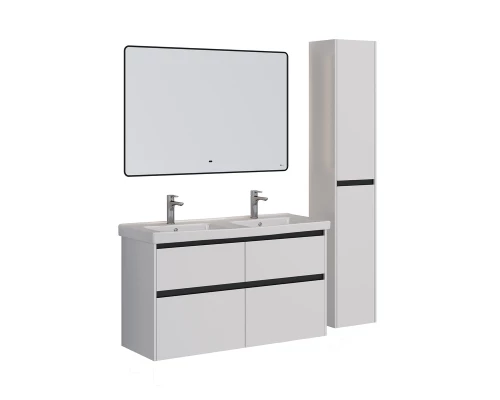 Тумба Lemark COMBI 125 см под 2 раковины, подвесная/напольная,4 ящика, цвет планки: Чёрный, цвет кор