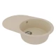 Кухонная мойка Lemark LACHA 760 врезная овальная с крылом из кварцгранита, Бежевый