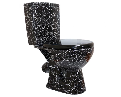 УЮТ Унитаз-компакт, косой выпуск, 2-х режимн. арм-ра, сид. п/п Уклад, черный кракелюр, ROSA