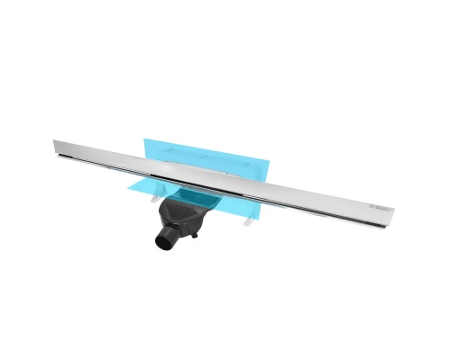 Желоб водосток WALL 1000 пристенный, хром глянец, S-сифон D50 H60 боковой, BERGES