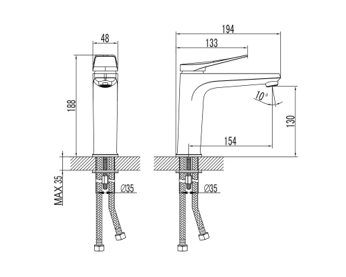 Bronx Смеситель для умывальника средний, монолитный, белый, LM, LM3737MW
