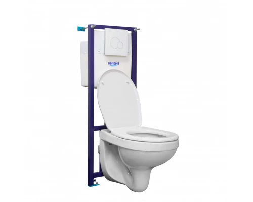 Пэк Альфа комфорт (подвес. унитаз с сид.полипр.SC, инсталляция, белая панельSANTERI