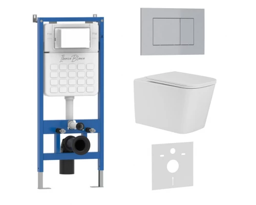 Комплект 3в1 IBERICA BLANCA инсталляция SILENCIO, унитаз TOLEDO ALTO белый, кнопка смыва ESTI-S хром матовый (IB001.TLA.234.853)