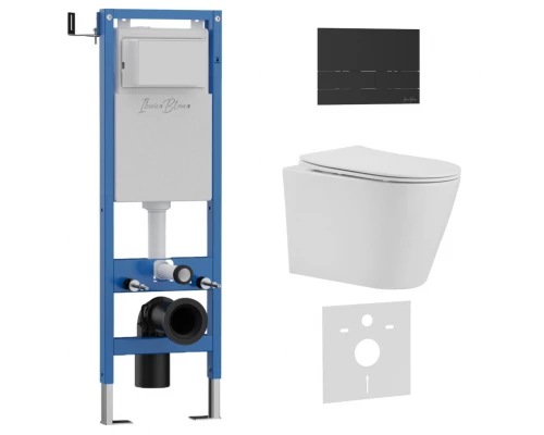 Комплект 3в1 IBERICA BLANCA инсталляция SILENCIO MINI, унитаз BURGOS ALTO белый, кнопка смыва INOX-S черный матовый (IB.001M.BRA.234.1604)