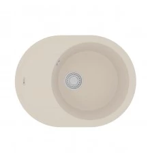 Кухонная мойка Lemark LACHA 620 врезная овальная с крылом из кварцгранита, Шампань 