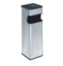 Пепельница уличная прямоугольная  с контейнером для мусора из нержавеющей стали матовый