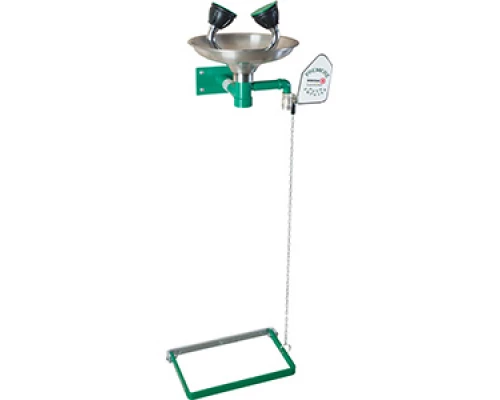 Аварийная раковина настенная для промывки глаз из нерж. стали с рычагом и педалью, шт