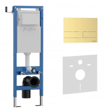 Комплект 2в1 IBERICA BLANCA инсталляция SILENCIO MINI, кнопка смыва INOX-S золото матовое (IB.001М.016.03)