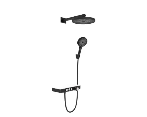Душевой комплект MORANS с изливом и термостатом, черный матовый, BERGES