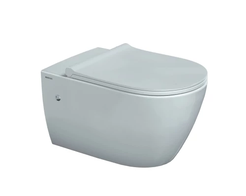 Унитаз подвесной MASCON Rimless, сиденье дюропласт Toma Slim SO, микролифт, быстросъем, белый, BERGE