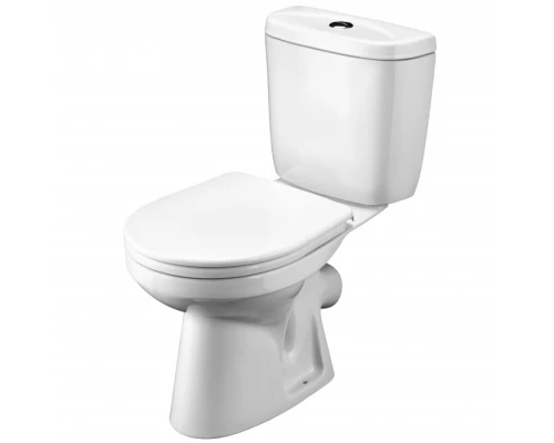 АНИМО Унитаз-компакт, косой выпуск, 2-х режимная арматура, сиденье дюропласт, метал крепеж. САНТЕК 