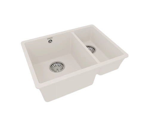 Кухонная мойка Lemark SINARA 550.2-U подстольного монтажа с доп.чашей из кварцгранита, Жасмин 