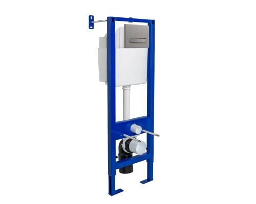 Инсталляция  для скрытого монтажа унитаза АТОМ Line 410 кнопка матовый никель, BERGES