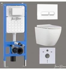 Комплект 3в1 IBERICA BLANCA инсталляция SILENCIO, унитаз BILBAO ALTO белый, кнопка смыва CRYSTAL-R белый глянцевый (IB001.BLA.231.2210)