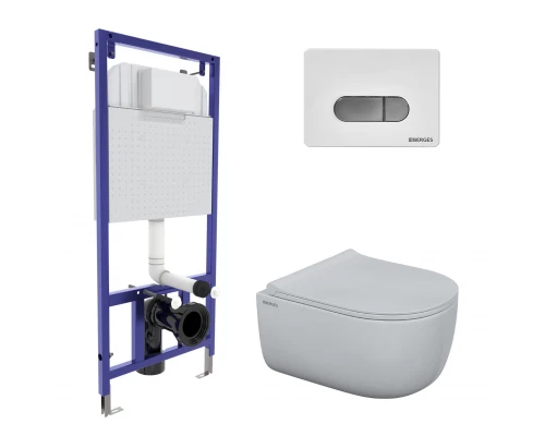 Комплект для монтажа  подвесного унитаза: инсталляция NOVUM525, кнопка D7 белая/кнопка хром, унитаз