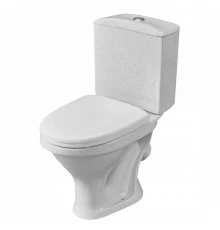 Унитаз-компакт "Вест" наклонный выпуск, с кнопочной арматурой и сиденьем, крап на белом. SANTERI