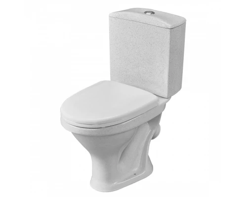 Унитаз-компакт "Вест" наклонный выпуск, с кнопочной арматурой и сиденьем, крап на белом. SANTERI