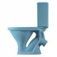 Унитаз-компакт "Вест" косой выпуск, с кнопочной арматурой и сиденьем, голубой SANTERI