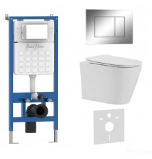 Комплект 3в1 IBERICA BLANCA инсталляция SILENCIO, унитаз BURGOS ALTO белый, кнопка смыва ESTI-S хром глянцевый (IB001.BRA.231.852)