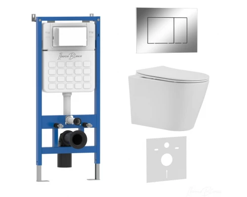 Комплект 3в1 IBERICA BLANCA инсталляция SILENCIO, унитаз BURGOS ALTO белый, кнопка смыва ESTI-S хром глянцевый (IB001.BRA.234.852)