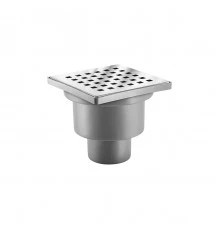 Трап водосток напольный TREND 100x100 нержавеющая сталь, хром глянец, D50 вертикальный