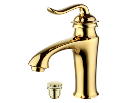 Brava Смеситель для раковины, монолит.излив 76мм дон.клап.Click/Clack, р/ОД, золото, LM, LM4706G