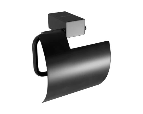 Держатель для туалетной бумаги SMOOTH LINE с крышкой, черный