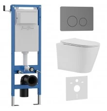 Комплект 3в1 IBERICA BLANCA инсталляция SILENCIO MINI, унитаз BURGOS ALTO белый, кнопка смыва INOX-О вороненая сталь (IB.001M.BRA.231.8180)