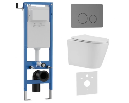Комплект 3в1 IBERICA BLANCA инсталляция SILENCIO MINI, унитаз BURGOS ALTO белый, кнопка смыва INOX-О вороненая сталь (IB.001M.BRA.234.8180)