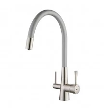 Comfort Смеситель для кухни, гиб.излив 228мм фильтр.воды, р/ОД, никель/серебро, LM, LM3075BN-Silver