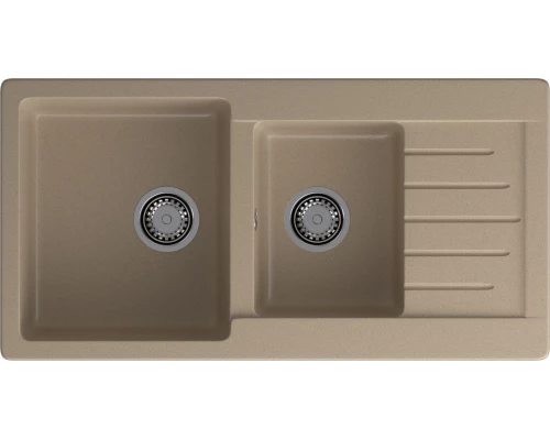 GRANFEST Мойка композит PRACTIK GF-P--980KL  2 чаши с  крылом 980*510 мм  песочный  арт.GF-