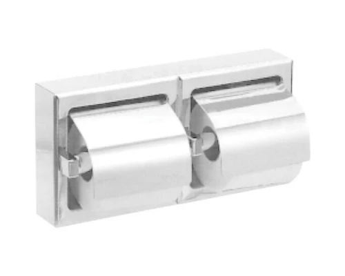 Держатель для 2 рулонов туалетной бумаги с крышкой встраиваемый  из нержавеющей стали глянцевый