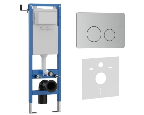 Комплект 2в1 IBERICA BLANCA инсталляция SILENCIO MINI, кнопка смыва INOX-O хром матовый (IB.001M.8132)