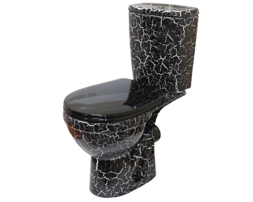 РИО Унитаз-компакт гориз. вып., 2-х реж. арм. "Уклад", сид. полип. "Уклад", черный кракелюр, ROSA