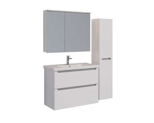 Тумба Lemark BUNO 100 см под 1 раковину, подвесная/напольная, 2 ящика, цвет планки: Серый, цвет корп