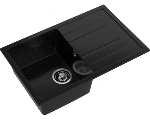 GRANFEST Мойка композит QUADRO GF-Q--780L  чаша с крылом 780*500 мм  черный арт.GF-