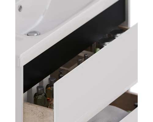 Тумба Lemark COMBI 100 см под 1 раковину, подвесная/напольная, 2 ящика, цвет планки: Чёрный, цвет ко