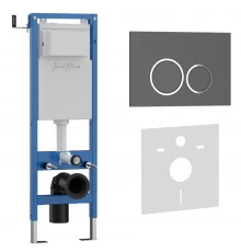 Комплект 2в1 IBERICA BLANCA инсталляция SILENCIO MINI, кнопка смыва ESTI-O серый матовый (IB.001M.827)