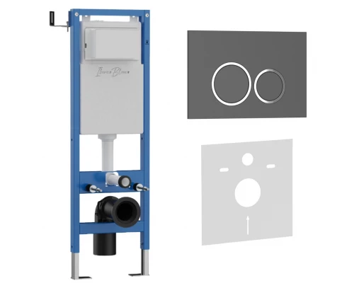 Комплект 2в1 IBERICA BLANCA инсталляция SILENCIO MINI, кнопка смыва ESTI-O серый матовый (IB.001M.827)