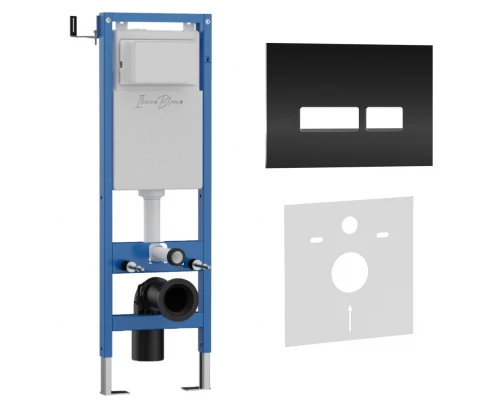 Комплект 2в1 IBERICA BLANCA инсталляция SILENCIO MINI, кнопка смыва CRYSTAL-R черный (IB.001M.2211)