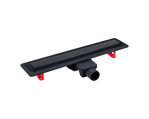 Желоб водосток напольный OPTIM Line Black 500, решетка нержавеющая сталь, матовый черный, S-сифон D5